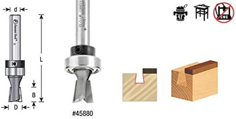 Amana Tool - 45884 Carbide Tipped Keller Dovetail 7 Deg x 5/8 Dia x 1" x 3/8 Shank wit