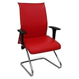  Albacete confidente patín. Sillón confidente ergonómico para visitas, con patín Cromado. Asiento y Respaldo tapizados en similpiel Color Rojo. Brazos Regulables