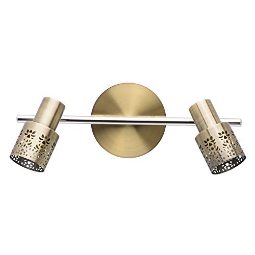 MW-Light 540021002 Spot Mural Double à 2 Lampes Orientables en Métal Ajouré Bronze Design Moderne pour Salle de Bain Couloir Chambre Cuisine 2x35W GU10 incl.