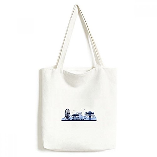 Cabas bleu pour parc d'attractions et sorties, grand sac lavable