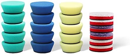 SPTA Mini Polierschwamm Sets, 21tlg 50mm Polierschwämme und Wolle Polierpads Set, Detail Polieren Pad, Polierschaum Pad für Mini exzentrische Poliermaschine, schleifmaschine