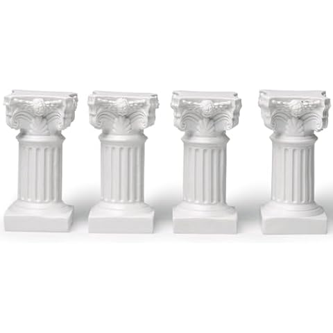 Garwor 4Pcs Mini Roman Column Decoration Greek Columns Candle Holder Resin Roman Pillar Statue Resin Candlestick Stand Wedding Table Decoration Cover