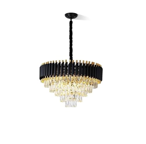 Lustre moderne doré d'exception en cristal rond à 5 niveaux pour salon majestueux