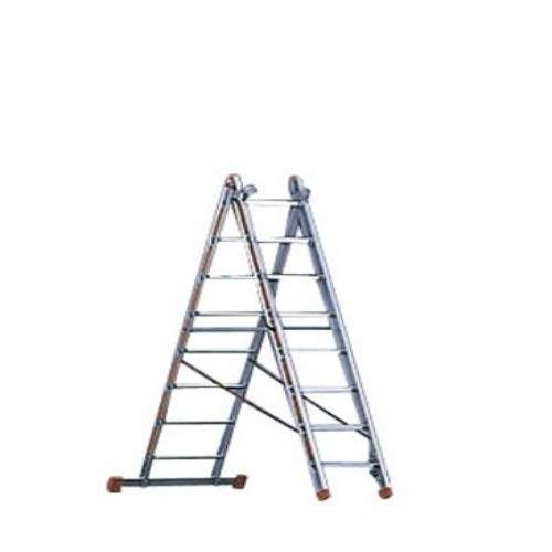 Preisvergleich Produktbild Layher 1040008 Allzweckleiter Topic 8, Aluminiumleiter 3-teilig 3x8 Sprossen, ausziehbar, beidseitig begehbar, klappbar, Länge 5.25 m