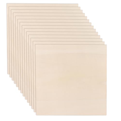 WOPPLXY 15 Piezas de Madera de Balsa, Tablero de Aglomerado de 300 x 300 mm, Tablero de Contrachapado Cuadrado de 3 mm para Modelos de Bricolaje, Proyectos Láser, Pintura, Artes y Manualidades, Decora