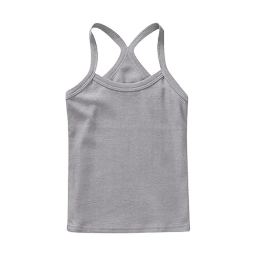 Lmdudan 2-Pack Girls Racerback Spaghetti Strap Tank Top 2025 Summer Toddler Sleeveless Solid Sports Tees Pullover 1-13Y3