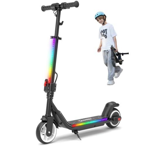 iScooter Patinete eléctrico para niños de 8 a 14 años, 250 W con Bluetooth y luz (7 Colores y 3 Modos), 3 Modos de conducción 8/13/19 km/h, 60 Minutos de Tiempo de conducción hasta 15 km, Plegable y