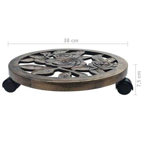 Support pot de fleurs à roulettes 38 cm pour terrasse et salon