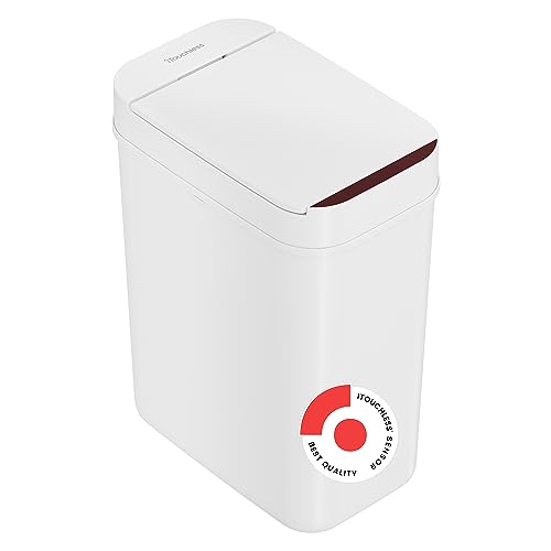iTouchless 3 Gallon Bathroom Sensor Trash Can, 10 Liter Small Touchless Automatic Slim Garbage Bin with Lid, Smart Narrow Motion Control Commercial Waste Basket for Office, Bedroom, White by iTouchless - Used condition - US$20.60