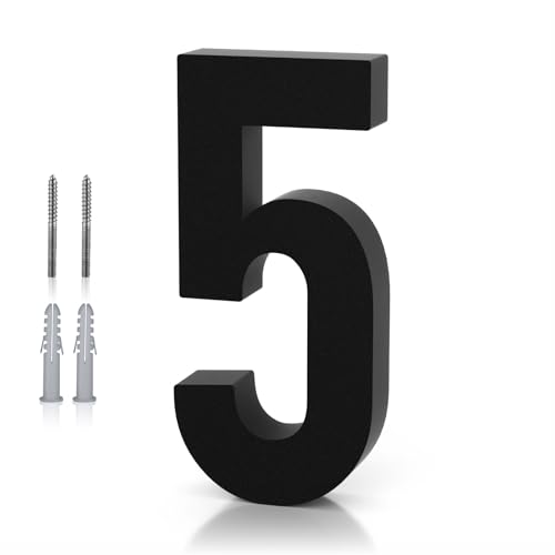 useNumber 6'' Stainless Steel Floating House Numbers for Outside, Black 3D Address Numbers and Letters for House/Garden/Out Door/Home/Store Signage With Nail Kit (5)