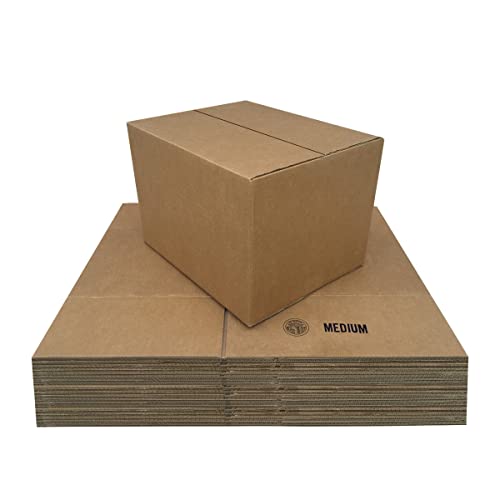 Image of Medium Moving Boxes, 20 Pack, Corrugated Cardboard Single-Wall Boxes for Shipping, Storage & Moving, Brown Boxes for Packing Fragile Items