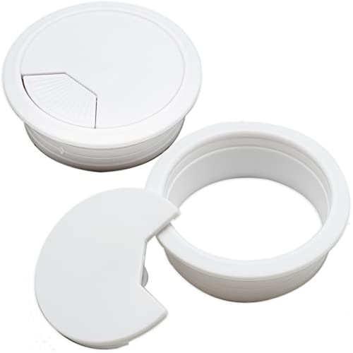 2 occhielli da scrivania, cavo per passacavi da scrivania, passacavi da scrivania, passacavo in plastica, per PC, computer, organizer per cavi ordinati, 60 mm, diametro foro di montaggio (bianco)