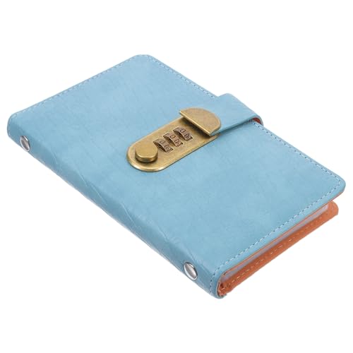 ARTIBETTER Libro de Ahorro con Candado de Contraseña, Tamaño Compacto 17,5 X 10,9 Cm, Cubierta de Pu Color Azul Lago con Textura de Cocodrilo, Organizador Seguro para Dinero y Contraseñas,