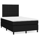 Ordellia Boxspringbett mit Matratze, Topper & LED-Beleuchtung, Schwarz Stoff, 120x190 cm, Höhenverstellbares Kopfteil, Taschenfederkernmatratze für Schlafzimmer, Modernes Design