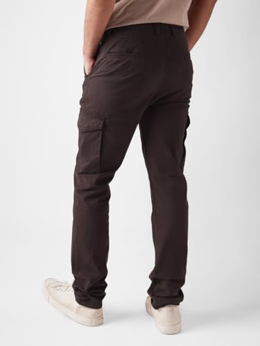 Image of The Souled Store Solids: Navy Blue Mens Regular fit Button Cotton Cargo Pants