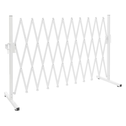 Undercat Expandable Metal Barricade, 11FT Folding Security Gate, Flexible Fence Mobile Barrier Gate, Portable Safety Barrier, White