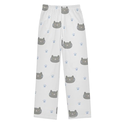 Boys' Pants Cartoon Cat Paw Blue Long Bottoms Jogger Pants Elastic Waist Trousers with Pockets S-XL
