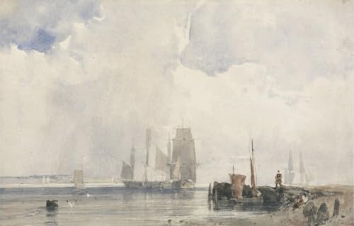 Affiches d'art romantiques navigation estuaire tableau toile Richard Parkes Bonington