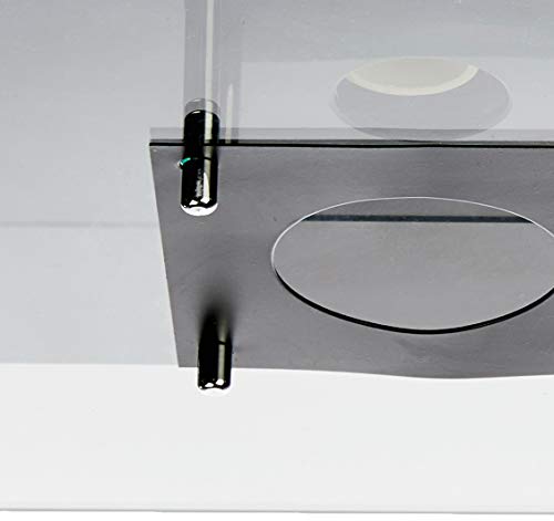 Plafon Retangular Ref 9136 Transparente/Preto Soquete E27 (30 x 50 x 14 cm) Bivolt Fabricado em Alum