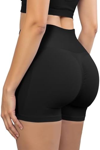 Buauty Women's 3.6 Inch Seamless Scrunch Butt Shorts, High Waisted Booty Gym Workout Shorts