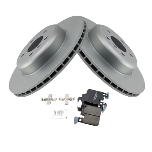 Image of TRQ Rear Brake Pad and Rotor Set Ceramic G Coated Rotors Compatible with 2012-2020 BMW 320i 328i 328d 330i 335i 340i 428i 430i 435i 440i ActiveHybrid 3 Gran Coupe GT xDrive