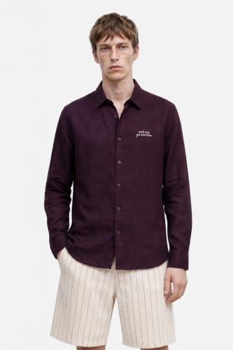 Image of SNITCH Men Casual Shirt | Regular Fit Full Sleeve Point Collar Solid Design with Embroidered Heart | 100% Lyocell & Breathable Fabric for Smart Casual Wear