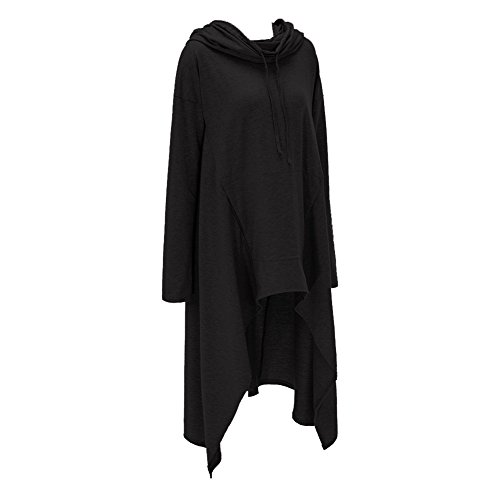 Xuan2Xuan3 Womens Kangaroo Pockets Loose Hoodies Sweatshirts Outerwear Coat Dress, Black, Medium