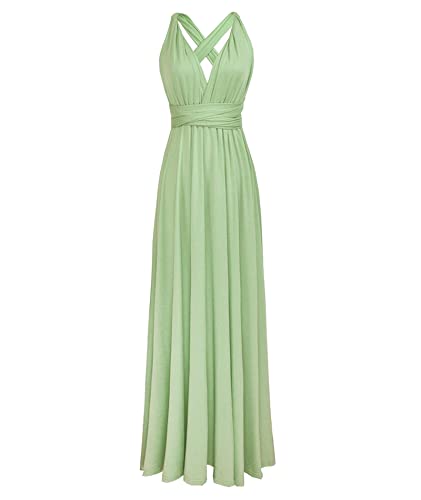 Image of Sexyshine Women's Backless Gown Dress Convertible Multi-Way Wrap Halter Cocktail Dress Bandage Bridesmaid Long Dresses