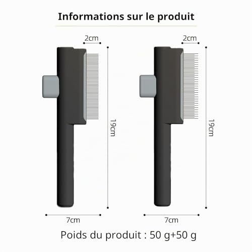 Marchul 2 Pièces Peigne pour Chats, Peigne à Puces Autonettoyant pour Chat et Chien, Brosse de Toilettage pour Animaux de Compagnie Poil Court et Poil Long, pour Enlever Les Poils D'animaux (Noir) – vue 7