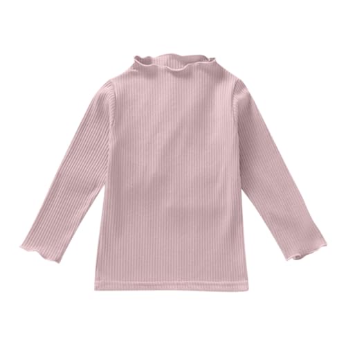 Toddler Girls Ruffled Long Sleeve Shirt Turtleneck Solid Fall Cute Soft Shirts Comfy Layering Kids Autumn Clothes