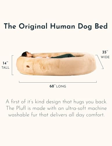 Image of Plufl Original Human Dog Bed for Adults, Washable Memory Foam, Arctic Grey