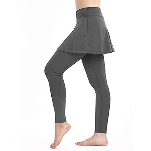 SLENDIPLUS Calça legging feminina casual com saia de tênis, calça esportiva, culottes de ioga, calça