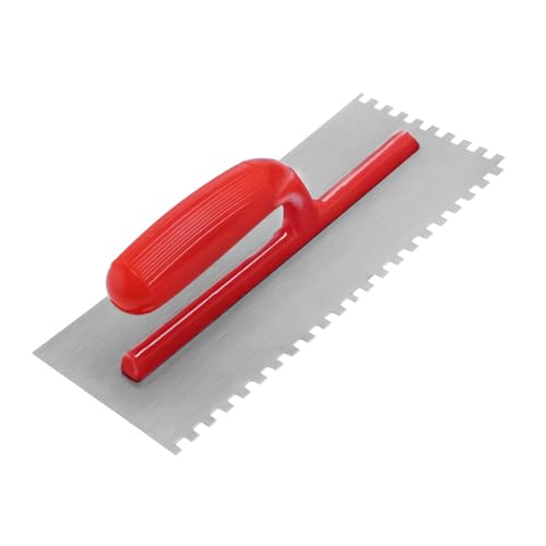 4 x 11 Adhesive Spreading Trowel – Carbon Steel Blade with Dual Serrated Edges & Durable Moulded Plastic Handle – Ideal for Tile, Flooring, and Wall Adhesive Application