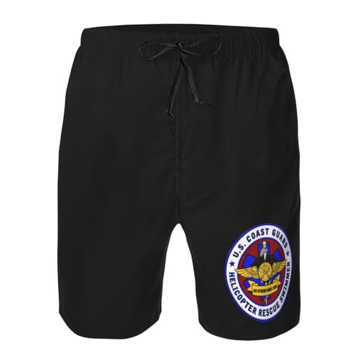 USCG Asts (Helicopter Rescue Swimmers) Men's Beach Shorts Quick Dry Swim Trunks with Pockets Mesh Lining3