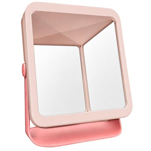 ChicReflect Non Reversing Mirror True Reflection Vanity Mirror 90 Rotatable Desktop Non Inverted Mirror with Stand No Reverse Mirror for Makeup Hair Styling & Gifting