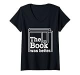 Femme The Book Was Better Typewriter Style Reading Lover Movie T-Shirt avec Col en V
