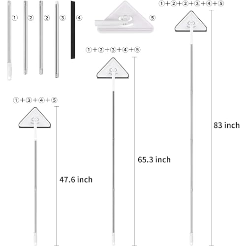Image of Wall mop Cleaner with Long Handle,Triangle Microfiber Dust Mop Baseboard Cleaner Tool Ceiling Washer Window Washing Kit with Extension Pole2 Removable Washable Replacement