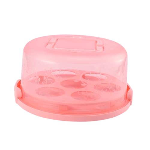 PRETYZOOM 1Pc Portable Cake Box with Lid Pink Food Storage Case Cake Carrier for Safe Keeping for Bakeries Tea Rooms and Home Use