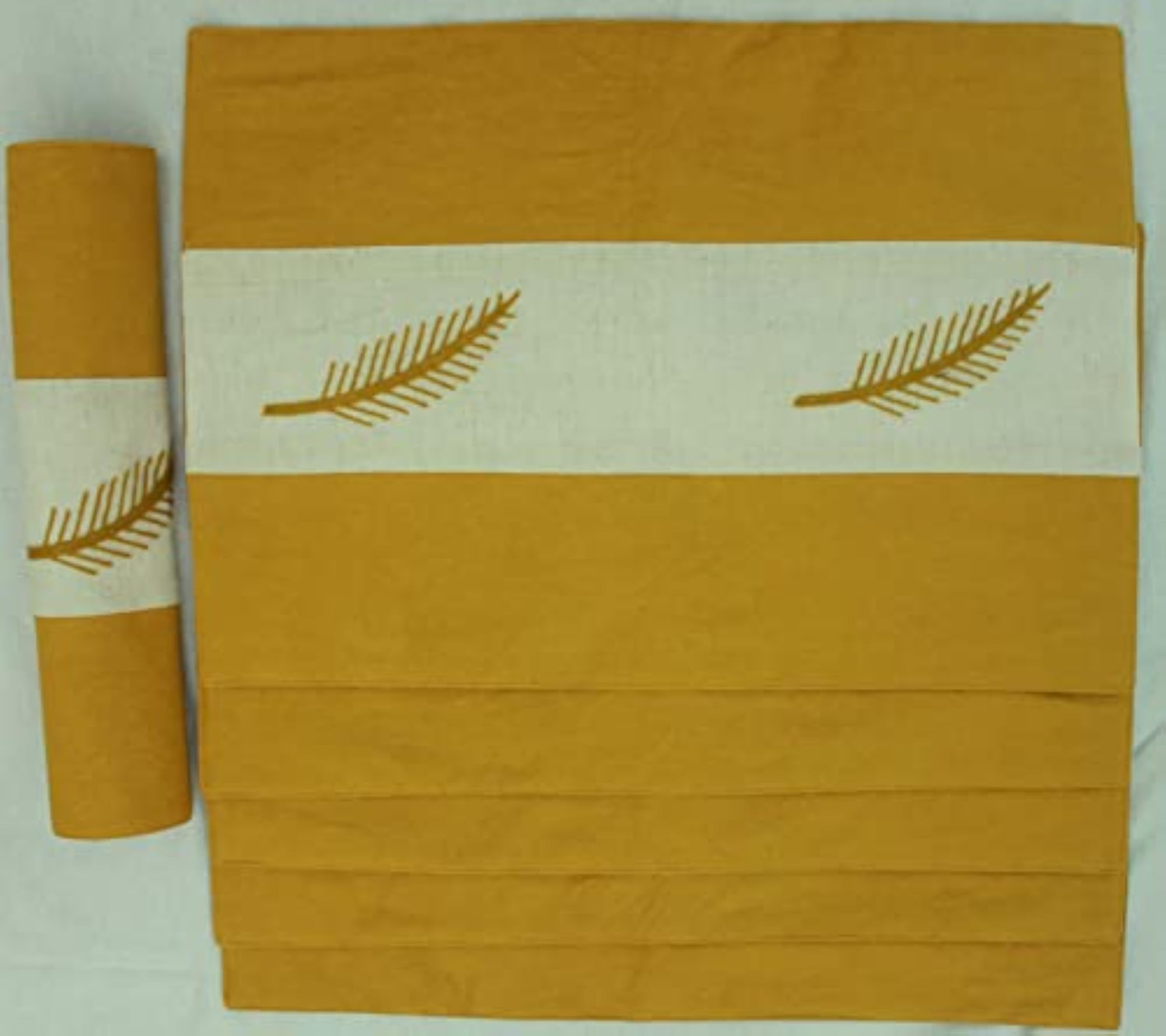 Cotton Adornado Leaf Embroidery Rectangle Table Cover