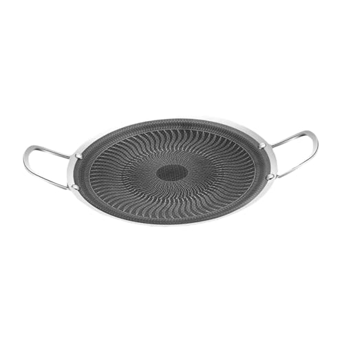 Generic Outdoor Barbecue Grill Plate Grilling Pan Thickened Bottom Nonstick BBQ Griddle Multipurpose for Barbecue Parties Restaurant, 34cm