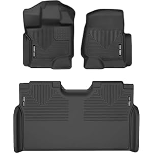 Husky Liners Weatherbeater Floor Mats | Fits 2015-2025 Ford F-150 (Includes 2022-2025 Lightning) SuperCrew w/Carpet & w/Out Fold Flat Storage | Front & 2nd Row, 3-pc Black – 94041