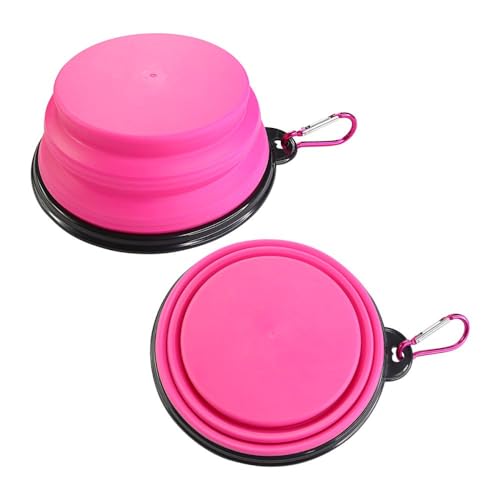 Tigela Comedouro Pet para Cachorro Cães Cão Gatos Gato Retrátil para Água Ração 350ml Rosa/Vermelho