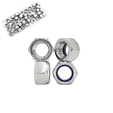 M8x1.25mm Nylon Insert Hex Lock Nuts 40 Pack 304 Stainless Steel DIN985 Self-Locking Nylon Lock Nuts Plain Finish for Industrial Construction Fasteners