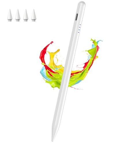 Kenkor Stylus Pen for iPad 9&10&11th(A16) Generation 2018-2025 with Palm Rejection & Tilt, Digital Pen for Apple iPad 6/7/8/9/10/11th(A16), Pro 11"/12.9"/13"/M4, Air 3/4/5th/M2/M3, Mini 5/6th -White