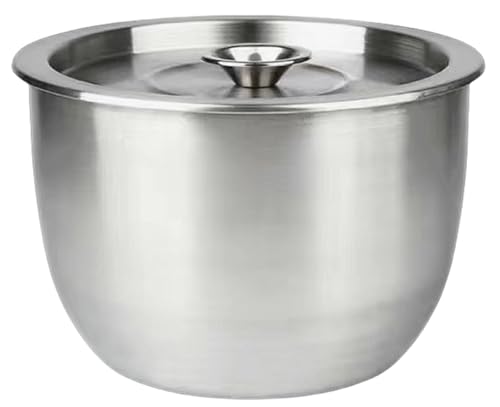 duwanlhridh 深型ボウル ステンレス鋼製 フルーツ 野菜 容器 調理器具 ケーキのベイクツールを作る 長持ち ベーキング パンサラダ料理 DIY ベーキング/パンサラダ料理 キッチンの卵泡立て器と洗面器 家庭用 業務用 (蓋付き,19cm)