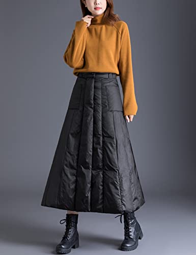 Lucrosun Women's Winter Insulated A Line Down Long Skirts4