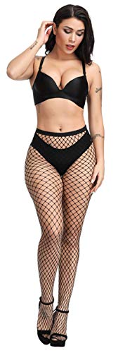 Pareberry Women's High Waisted Fishnet Tights Sexy Wide Suspender Pantyhose Thigh-High Fishnet Stockings3