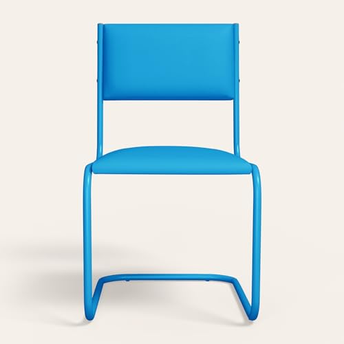 Image of Interio by Godrej Vivid Ergonomic Leatherette Cantilever Chair for Work from Home /Multipurpose /Study, 1 Year Warranty, Heavy Duty Steel Frame, Pre-Assembled Chair (Blue)