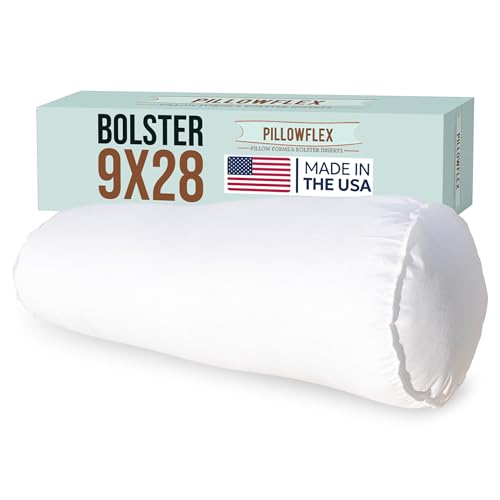 Pillowflex Bolster Pillow (9x28) - Round Roll Pillow Bolster Insert, Plush Polyester-Filled Insert for Decorative Shams, Odorless, Lint and Dust-Free Polyester Filling, No Lumps - (White)