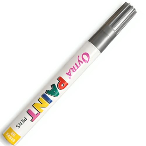 Image of Oytra Paint Marker Pens Permanent Waterproof Oil Based Individual pens Works and All Surfaces, Wood, Fabric, Steel, Glass (Silver)